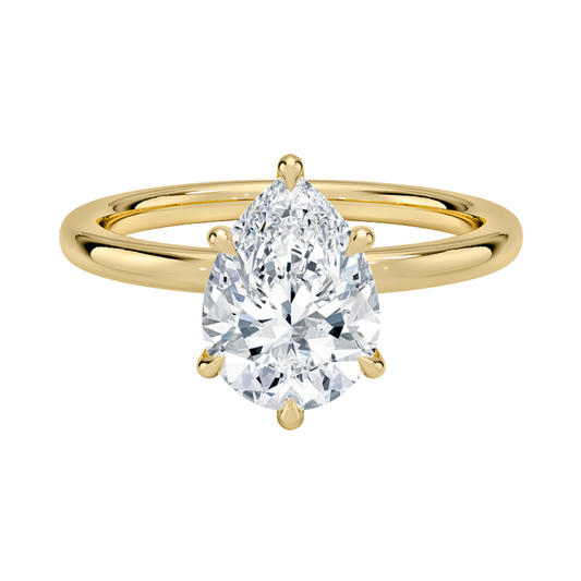 1 To 5 Ct Lab Grown Pear Cut Secret Halo 2mm Diamond Ring with Hidden Halo in 10K/14K/18K Gold | Pooja Diamond | IGI Certified Lab Diamond