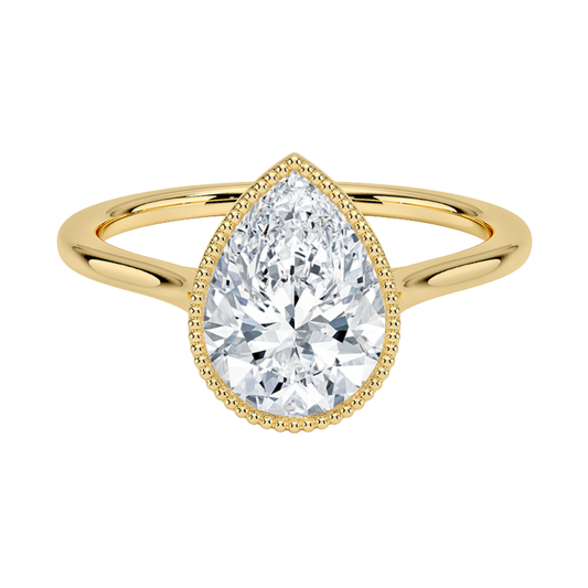1 TO 5 CT Lab Grown Pear Cut Diamond Margot Bezel Set Ring in 10K/14K/18K Gold | Pooja Diamond | IGI Certified Lab Diamond