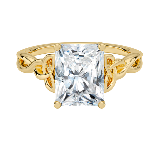 1 TO 5 CT Lab Grown Radiant Cut Diamond Solitaire Ring in 10K/14K/18K Gold | Elegant Twist Design – Pooja Diamond | IGI Certified Lab Diamond