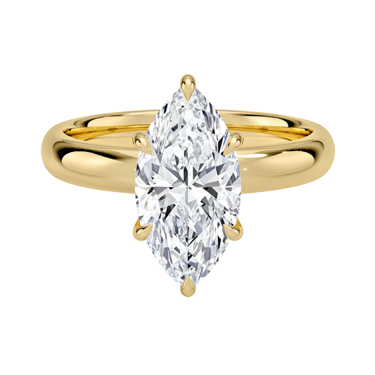 1 TO 5 CT Lab Grown Marquise Cut Audrey Perfect FIt 3mm Solitaire Ring in 10K/14K/18K Gold | Cathedral Setting |IGI Certified Lab Diamond