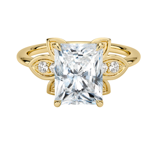1 TO 5 CT Luxe Fiore Radiant Cut Lab Grown Diamond Ring with Floral Gallery in 10K/14K/18K Gold | Pooja Diamond | IGI Certified Lab Diamond
