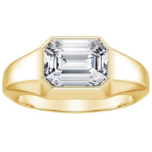 1 TO 5 CT Lab Grown Emerald Cut Diamond Bezel Set Ring in 10K/14K/18K Gold – Modern Solitaire Design| Pooja Diamonds | IGI Certified Lab Diamond