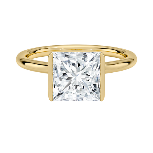 1 TO 5 CT Lab Grown Princess Cut Diamond Annika Semi-Beze Solitaire Ring in 10K/14K/18K Gold | Pooja Diamonds | IGI Certified Lab Diamond