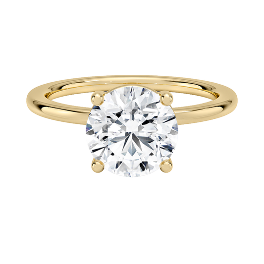 1 TO 5 CT Lab Grown Round Cut Diamond Perfect Fit 1.4mm Solitaire Ring in 10K/14K/18K Gold – Classic Basket Setting | Pooja Diamond | IGI Certified Lab Diamond