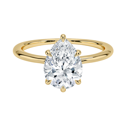 1 TO 5 CT Lab Grown Pear Cut Diamond Freesia Six-Prong Solitaire Ring in 10K/14K/18K Gold | Pooja Diamond | IGI Certified Lab Diamond