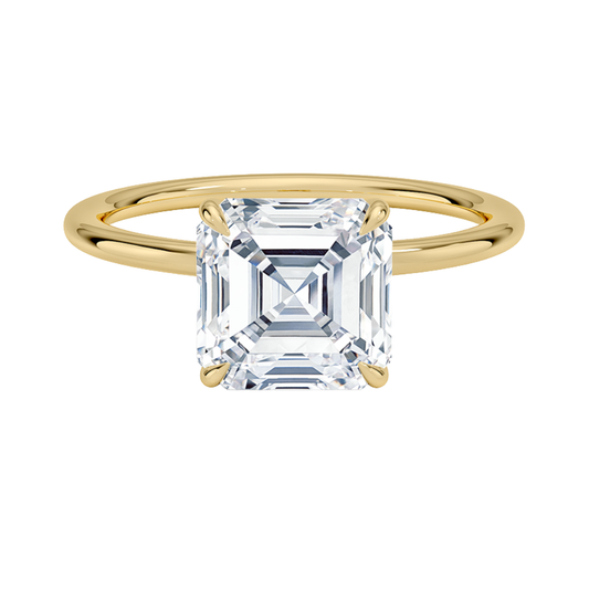 1 TO 5 CT Modern Asscher Cut Lab Grown Diamond Entwined Solitaire Ring in 10K/14K/18K Gold | Pooja Diamond | IGI Certified Lab Diamond