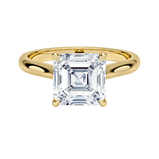 1 TO 5 CT Lab Grown Asscher Cut Diamond Solitaire Ring in 10K/14K/18K Gold with Hidden Halo | Luxury Engagement Ring – Pooja Diamond |IGI Certified Lab Diamond