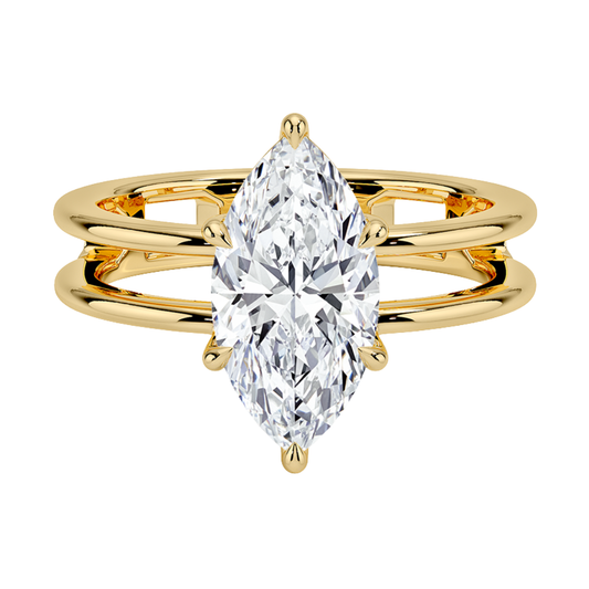 1 TO 5 CT Lab Grown Marquise Cut Diamond Split Shank Ring in 10K/14K/18K Gold | Pooja Diamonds |IGI Certified Lab Diamond