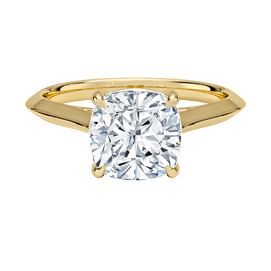 1 TO 5 CT Classic Cushion Shape Lab Grown Diamond Piper Knife Edge Solitaire Ring – 10K/14K/18K Gold | Pooja Diamond | IGI Certified Lab Diamond