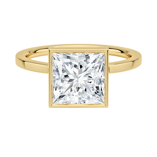 1 TO 5 CT Lab Grown Princess Cut Diamond Noemi Bezel Ring in 10K/14K/18KGold – Modern Basket Setting | Pooja Diamond | IGI Certified Lab Diamond
