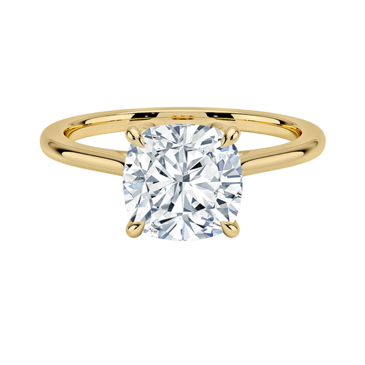 1 To 5 CT Elegant Lab Grown Cushion Cut Diamond Petal 1.5mm Solitaire Ring in 10K/14K/18K Gold | Pooja Diamond | IGI Certified Lab Diamond