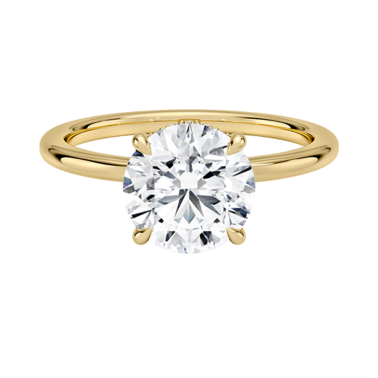 1 TO 5 CT Lab Grown Round Cut Hidden Heart Diamond Solitaire Ring with Diamond-Accented Gallery in 10K/14K/18K Gold |Pooja Diamond | IGI Certified Lab Diamond