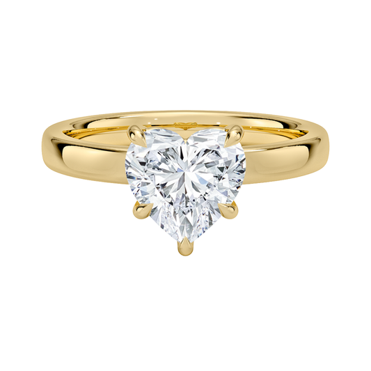 1 TO 5 CT Lab Grown Heart Cut Diamond Fairmined Perfect Fit Solitaire 2.5mm Ring in 10K/14K/18K Gold | Classic Four-Prong Setting | IGI Certified Lab Diamond