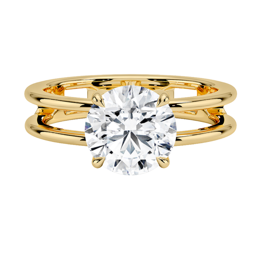 1 TO 5 CT Lab Grown Round Cut Diamond Split Shank Ring in 10K/14K/18K Gold | Pooja Diamonds |IGI Certified Lab Diamond