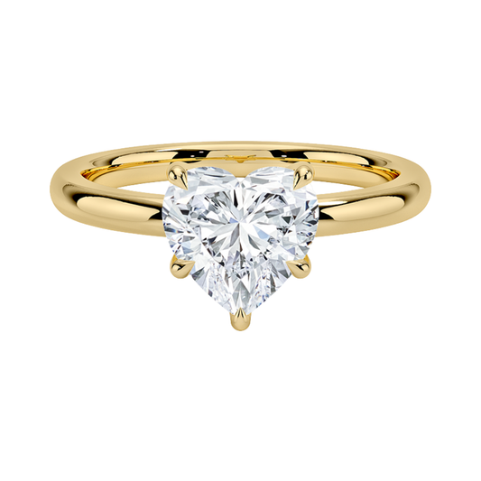 1 TO 5 CT Lab Grown Heart Shape Diamond Solitaire Ring in 10K/14K/18K Gold | Romantic Six-Prong Design |IGI Certified Lab Diamond