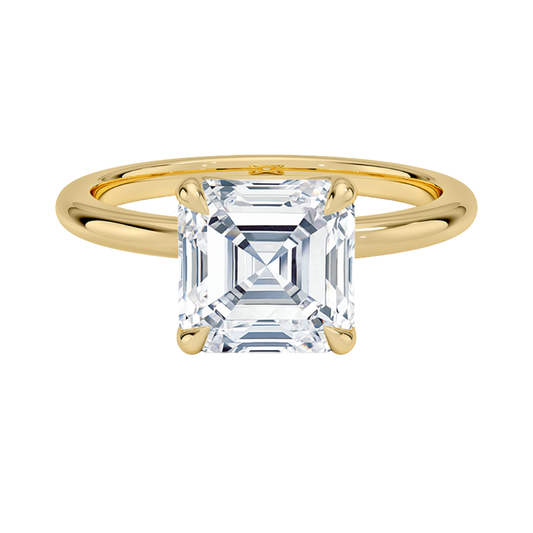 1TO 5 CT Elegant Asscher Cut Lab Grown Diamond Elodie 1.8mm Solitaire Ring in 10K/14K/18K Gold | Pooja Diamond | IGI Certified Lab Diamond