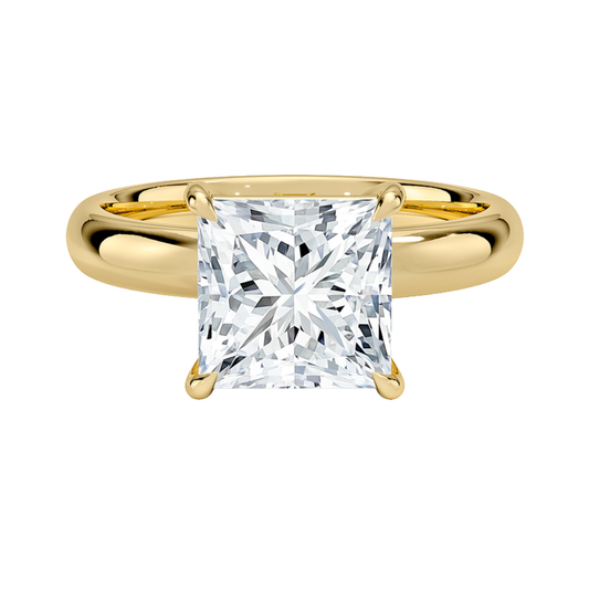 1 TO 5 CT Lab Grown Princess Cut Audrey Perfect FIt 3mm Solitaire Ring in 10K/14K/18K Gold | Cathedral Setting |IGI Certified Lab Diamond