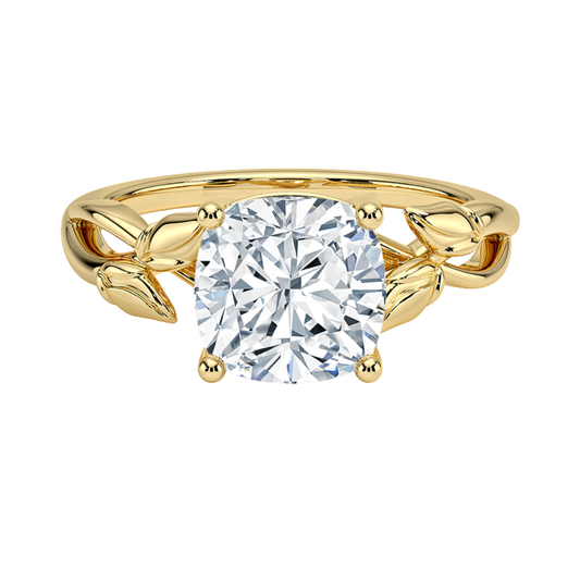 1 TO 5 CT Lab Grown Cushion Cut Diamond Ring in 10K/14K/18K Gold | Twisted Split Shank Solitaire | IGI Certified Lab Diamond