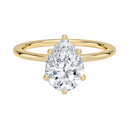 1 TO 5 CT Lab Grown Pear Cut Diamond Perfect Fit 1.4mm Solitaire Ring in 10K/14K/18K Gold – Classic Basket Setting | Pooja Diamond | IGI Certified Lab Diamond