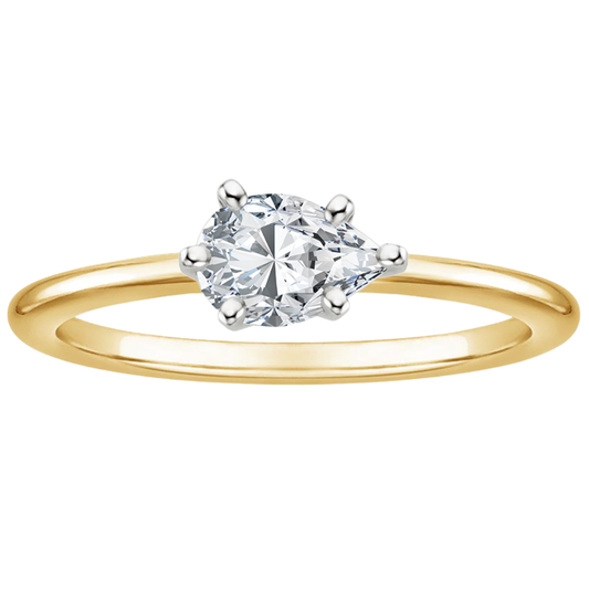 1 TO 5 CT Lab Grown Pear Cut Diamond Horizontal Petite Comfort Fit Solitaire Ring in 10K/14K/18K Gold | Pooja Diamond | IGI Certified Lab Diamond