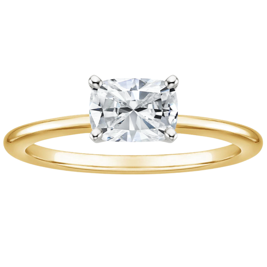1 TO 5 CT Lab Grown Cushion Cut Diamond Horizontal Petite Comfort Fit Solitaire Ring in 10K/14K/18K Gold | Pooja Diamond | IGI Certified Lab Diamond