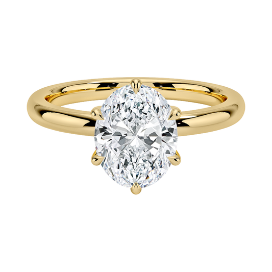 1 TO 5 CT Lab Grown Oval Shape Diamond Solitaire Ring in 10K/14K/18K Gold | Romantic Six-Prong Design |IGI Certified Lab Diamond