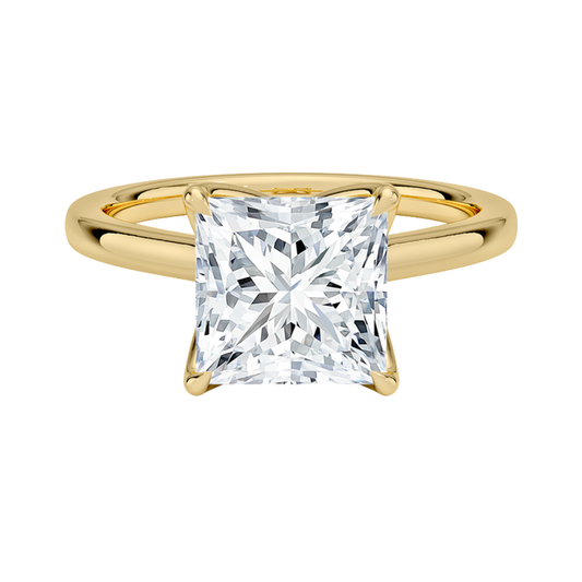 1 TO 5 CT Designer Princess Cut Lab Grown Diamond Elodie Cathedral Solitaire Ring in 10K/14K/18K Gold | Pooja Diamond | IGI Certified Lab Diamond