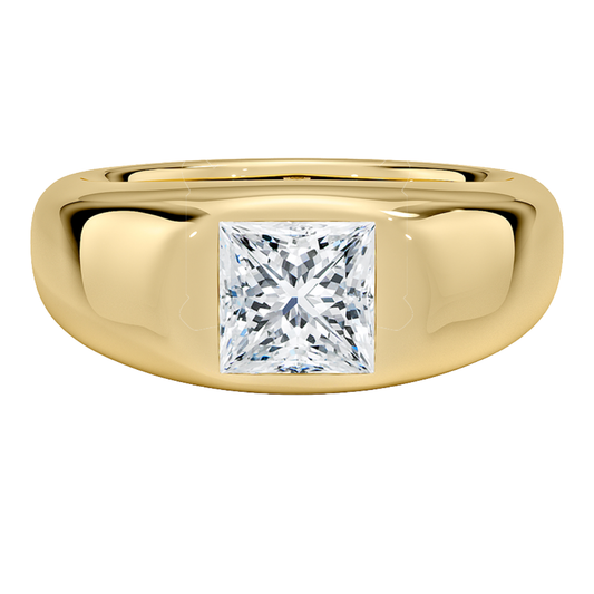 1 To 5 Ct Sloane Flush Set Princess Cut Lab Grown Diamond Dome Ring – Bold 10K/14K/18K Gold Solitaire | Pooja Diamond | IGI Certified Lab Diamond