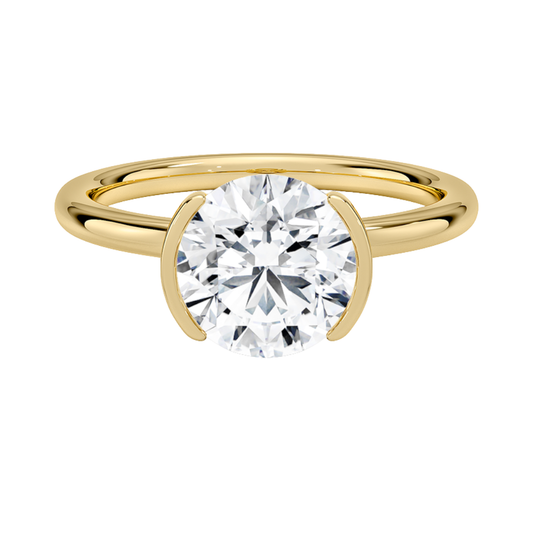 1 TO 5 CT Lab Grown Round Cut Diamond Annika Semi-Beze Solitaire Ring in 10K/14K/18K Gold | Pooja Diamonds | IGI Certified Lab Diamond
