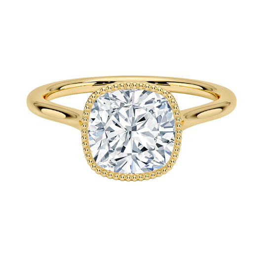 1 TO 5 CT Lab Grown Cushion Cut Diamond Margot Bezel Set Ring in 10K/14K/18K Gold | Pooja Diamond | IGI Certified Lab Diamond