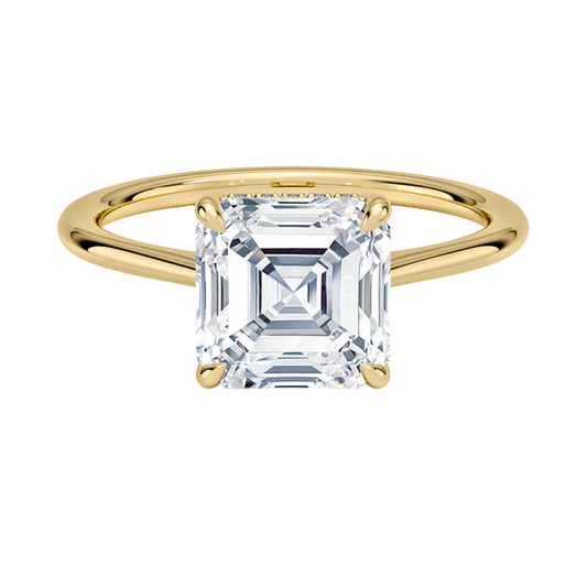 1 TO 5 CT Luxury Asscher Cut Lab Grown Diamond Ring with Elle Hidden Halo in 10K/14K/18K Gold | Pooja Diamond | IGI Certified Lab Diamond