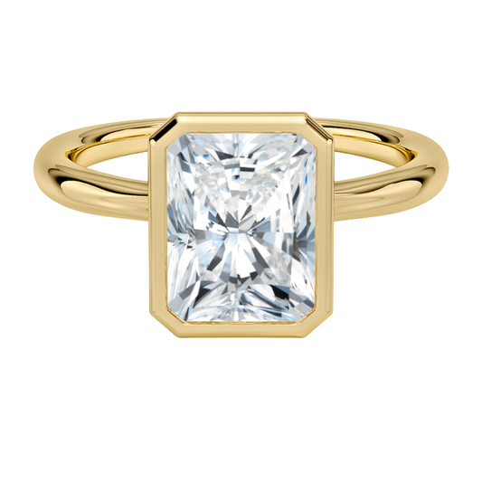 1 TO 5 CT Lab Grown Radiant Cut Diamond Freesia Bezel Solitaire Ring in 10K/14K/18K Gold | Modern Twisted Cathedral Setting | IGI Certified Lab Diamond