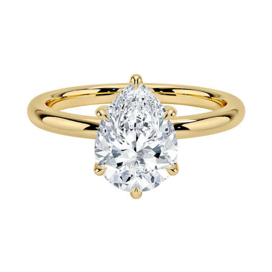 1 TO 5 CT Lab Grown Pear Shape Diamond Solitaire Ring in 10K/14K/18K Gold | Romantic Six-Prong Design |IGI Certified Lab Diamond