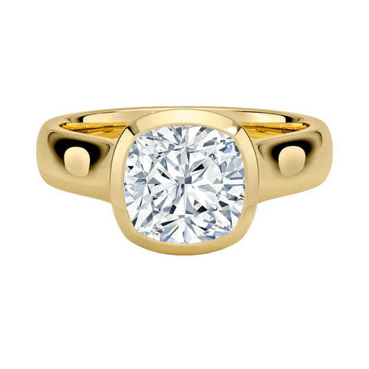 1 TO 5 CT Modern lab grown Cushion cut diamond solitaire ring in 10K/14K/18K gold with T-bar setting | Pooja Diamond | IGI Certified Lab Diamond