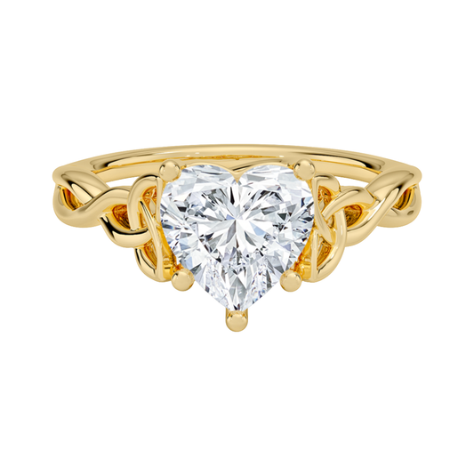 1 TO 5 CT Lab Grown Heart Cut Diamond Solitaire Ring in 10K/14K/18K Gold | Elegant Twist Design – Pooja Diamond | IGI Certified Lab Diamond