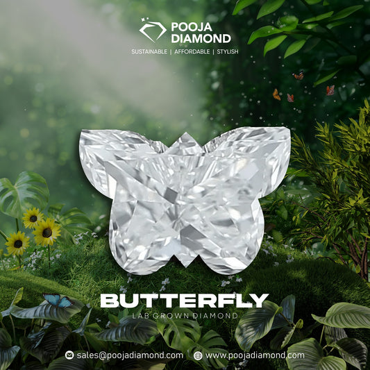 Lab Grown Butterfly Shape Diamond | Elegant Fancy Cut CVD Diamond | Pooja Diamond