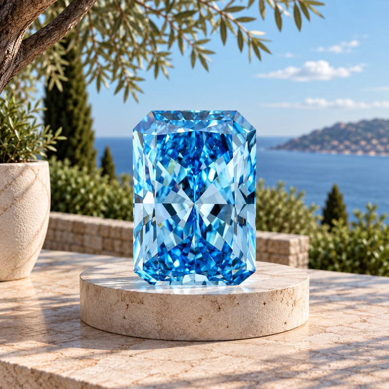 1 To 5 Ct Vivid Blue Radiant Shape Lab Grown Diamond | Fancy Vivid Blue CVD Diamond – Pooja Diamond