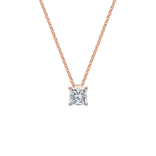 1 To 3 CT Floating Solitaire Princess Cut Lab Grown Diamond Pendant in 10K/14K/18K Gold | Pooja Diamond | IGI Certified Lab Diamond