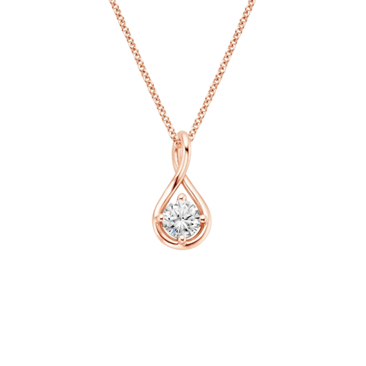 1 To 3 CT Elegant Twist Round Cut Lab Grown Diamond Pendant in 10k/14k/18k Gold | Pooja Diamond | IGI Certified Lab Diamond