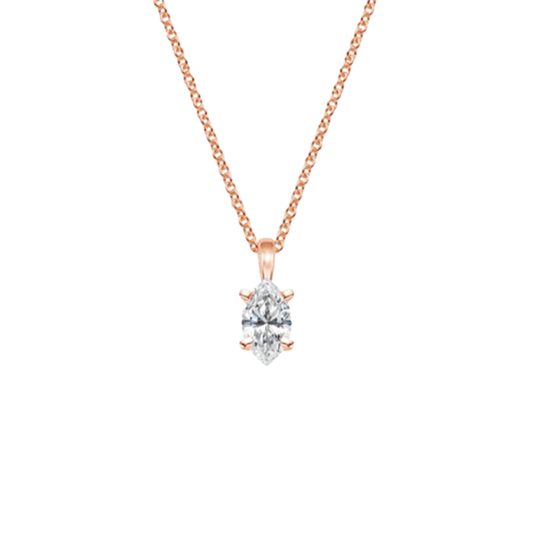 1 TO 3 CT Single Bail Four-Prong Marquise Cut Lab Grown Diamond Pendant in 10K/14K/18K Gold | Pooja Diamond | IGI Certified Lab Diamond