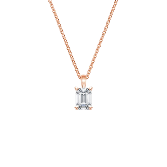 1 TO 3 CT Single Bail Four-Prong Emerald Cut Lab Grown Diamond Pendant in 10K/14K/18K Gold | Pooja Diamond | IGI Certified Lab Diamond