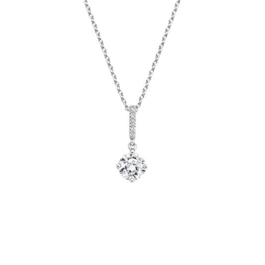 1 TO 3 Ct Compass Point Round Cut Lab Grown Diamond Pavé Pendant in 10k/14k/18k White Gold  | Pooja Diamond | IGI Certified Lab Diamond