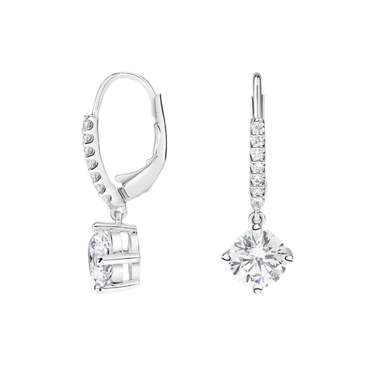 1 To 3 CT Compass Point Lab Grown Round Diamond Drop Earrings in 10K/14K/18K White Gold | Pooja Diamond | IGI Certified Lab Diamond