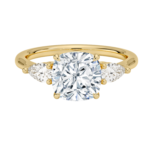 1 TO 5 Ct Opera Cushion Three Stone Lab-Grown Diamond Ring in 10K/14K/18K Gold | Pooja Diamond | IGI Certified Lab Diamond