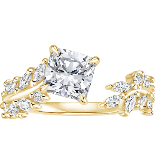 1 To 5 CT Sweeping Ivy Cushion Cut Lab Grown Diamond Ring in 10K/14K/18K Gold | Pooja Diamond | IGI Certified Lab Diamond