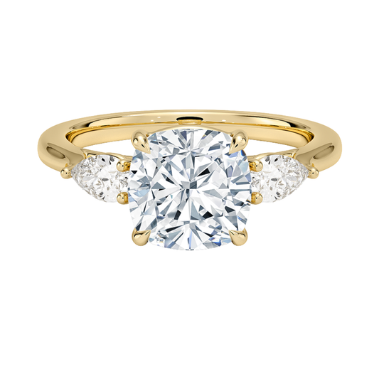 1 To 5 Ct Opera Perfect Fit Cushion Three Stone Lab-Grown Diamond Ring in 10K/14K/18K Gold | Pooja Diamond | IGI Certifed Lab Diamond