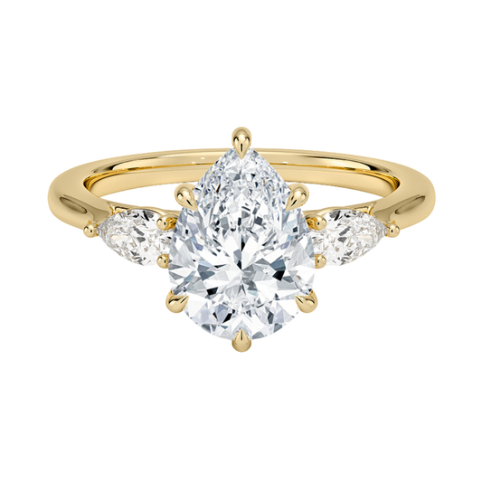 1 To 5 Ct Opera Perfect Fit Pear Three Stone Lab-Grown Diamond Ring in 10K/14K/18K Gold | Pooja Diamond | IGI Certifed Lab Diamond
