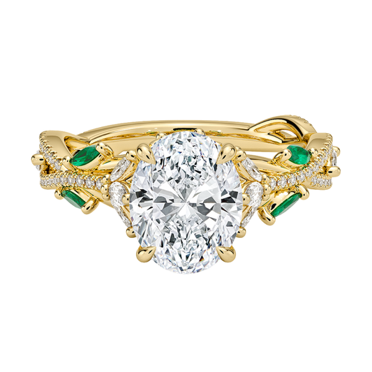 1 To 5 CT Luxe Secret Garden Oval Cut Lab Grown Diamond Ring with Marquise & Pavé Vine Detailing in Gold | Pooja Diamond | IGI Certified Lab Diamond