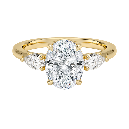 1 To 5 Ct Opera Perfect Fit Oval Three Stone Lab-Grown Diamond Ring in 10K/14K/18K Gold | Pooja Diamond | IGI Certifed Lab Diamond