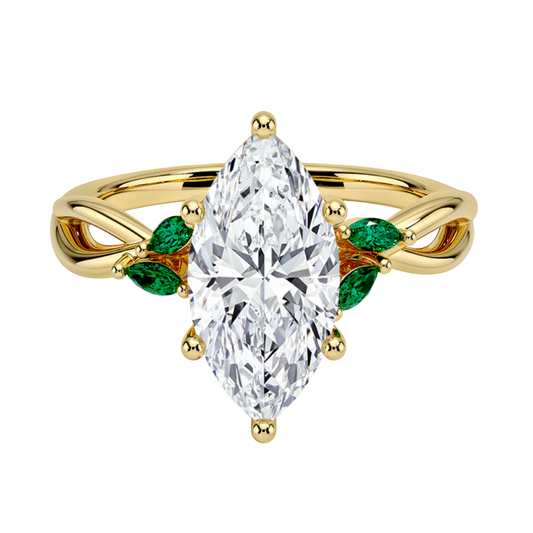 1 TO 5 CT Willow Marquise Cut Lab Grown Diamond Ring with Marquise Accents in 10K/14K/18K Gold | Pooja Diamond | IGI Certified Lab Diamond